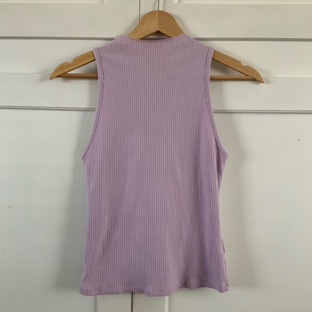 Maeve Lavender Ribbed Mock Neck Tank Top